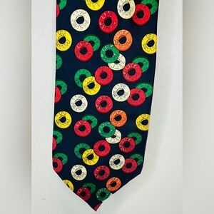 Men's Vintage Silk Necktie Lifesavers Candy Black/ Multicolor Classic 5 Flavors
